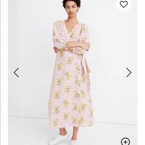 Madewell Linen-Blend Ruffle-Cuff Wrap Dress